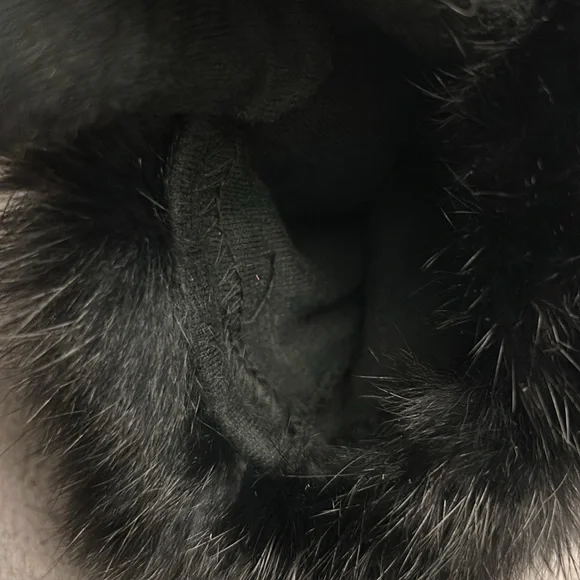 Women’s Black Fur Trimmed Gloves - Picture 4 of 6